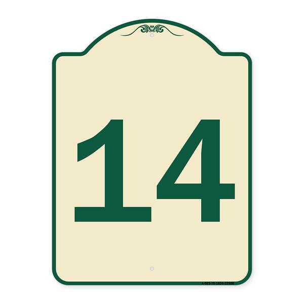 Sign with Number 14 Heavy-Gauge Aluminum Architectural Sign, 24" x 18", TG-1824-22908